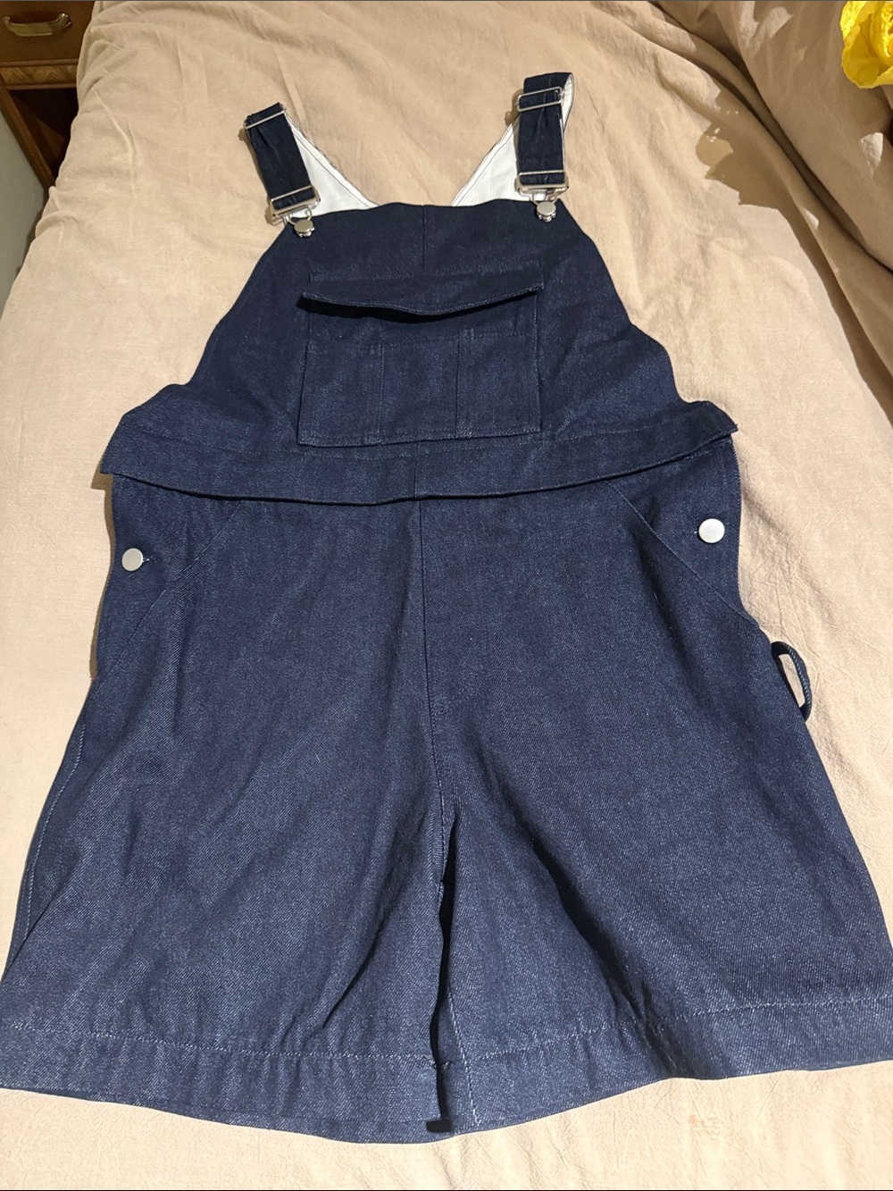 Rainbow Dark Navy Short Overalls Romper